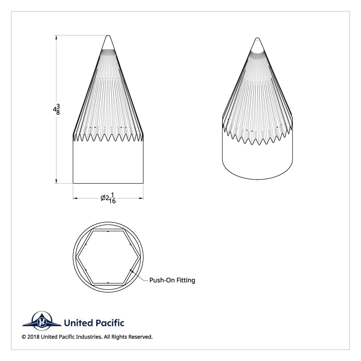 1-1/2" X 4-3/8" Chrome Plastic Razor Nut Cover - Push-On (Bulk) - Thumbnail 3