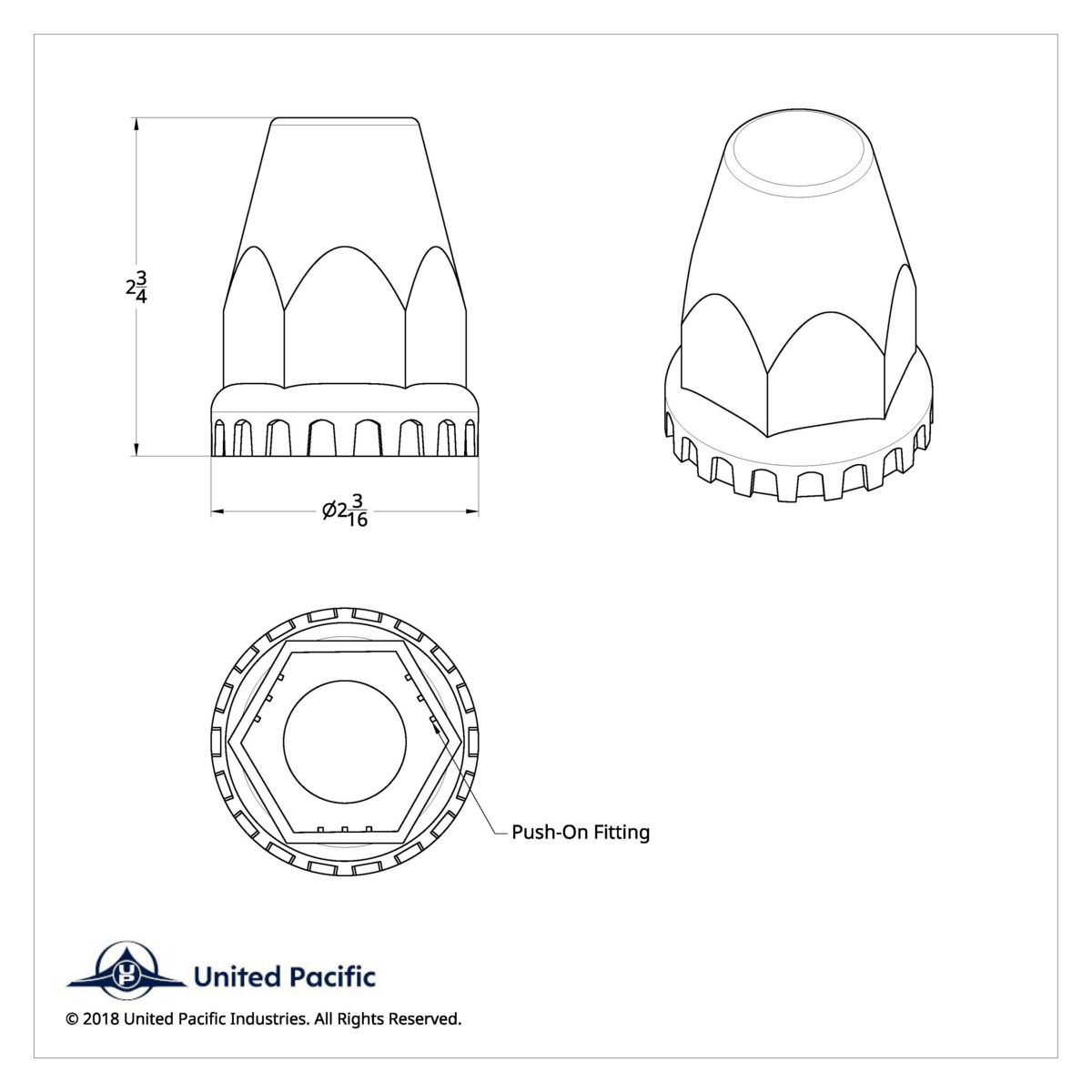 1-1/2" X 2-3/4" Chrome Plastic Original Nut Cover - Push-On (Bulk) - Thumbnail 5