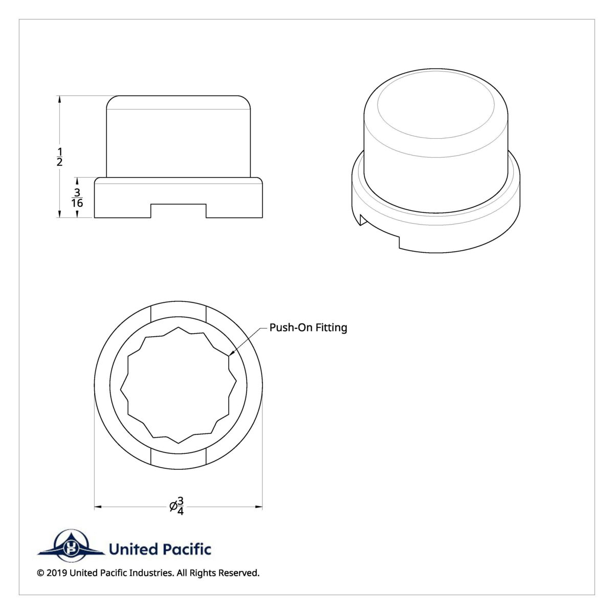 7/16" x 1/2" Chrome Plastic Flat Top Nut Covers - Push-On (10-Pack) - Thumbnail 4