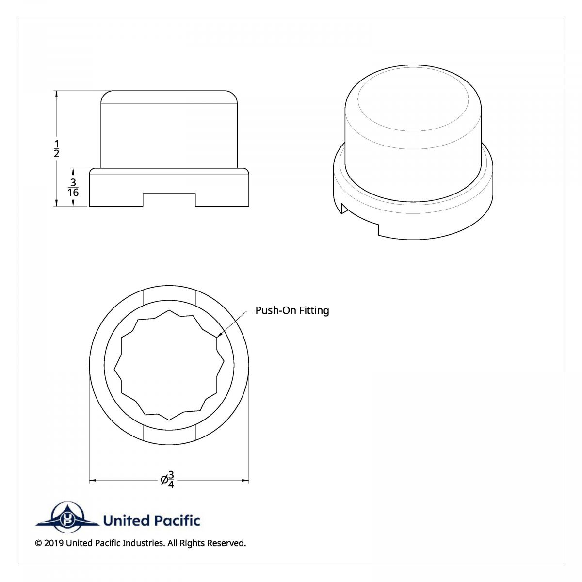 7/16" X 1/2" Chrome Plastic Flat Top Nut Cover - Push-On (Bulk) - Thumbnail 3