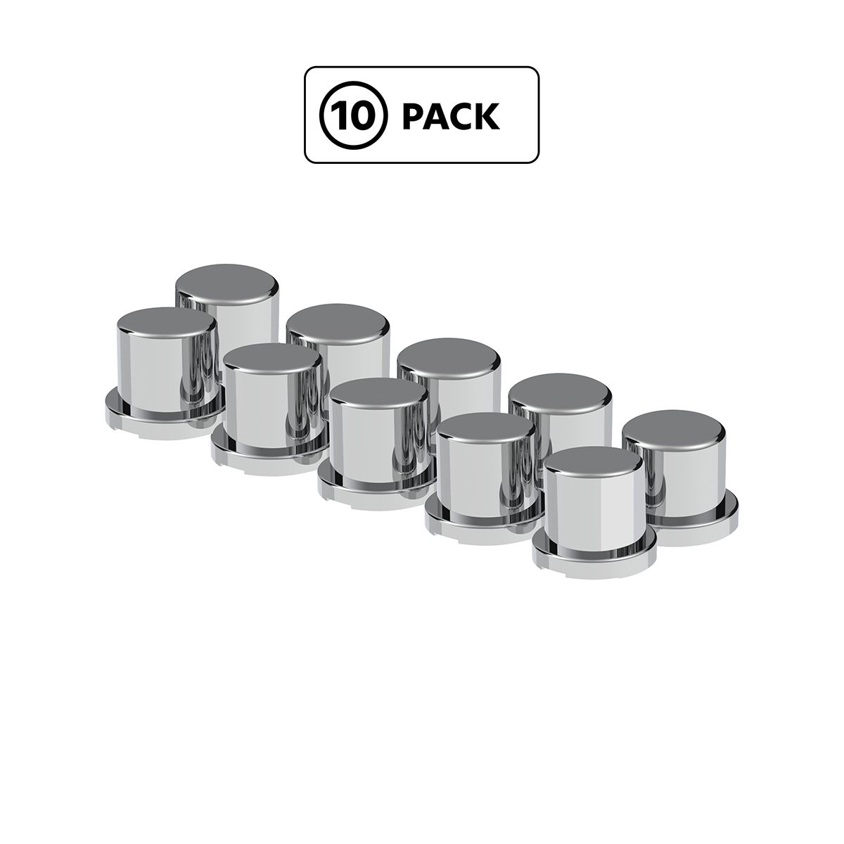 1/2" x 5/8" Chrome Plastic Flat Top Nut Covers - Push-On (10-Pack)