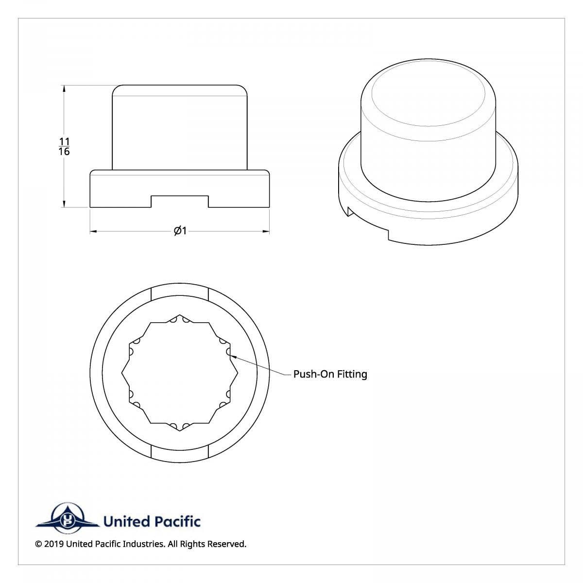 9/16" X 11/16" Chrome Plastic Flat Top Nut Covers - Push-On (10-Pack) - Thumbnail 3