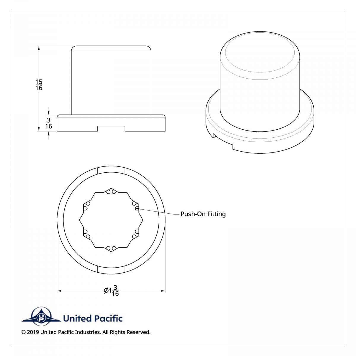 5/8" X 1" Chrome Plastic Flat Top Nut Cover - Push-On (Bulk) - Thumbnail 3