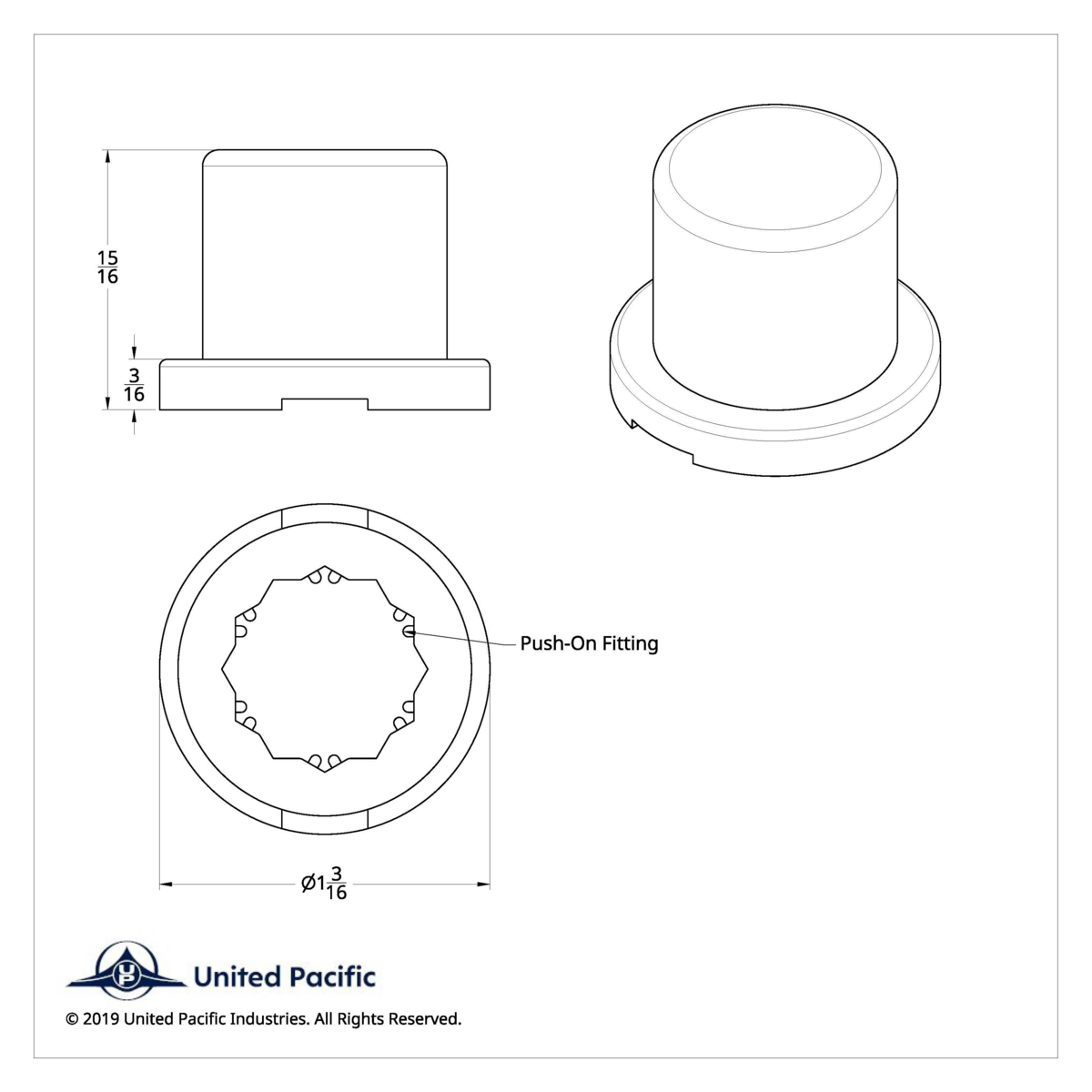 11/16" X 15/16" Chrome Plastic Flat Top Nut Cover - Push-On (Bulk) - Thumbnail 4