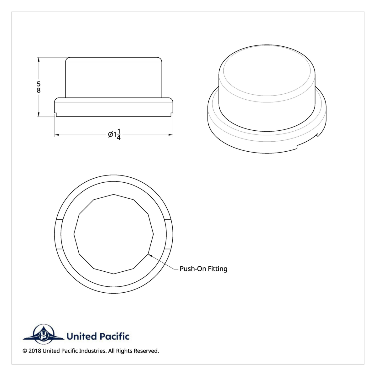 3/4" X 5/8" Chrome Plastic Flat Top Nut Cover - Push-On (Bulk) - Thumbnail 3