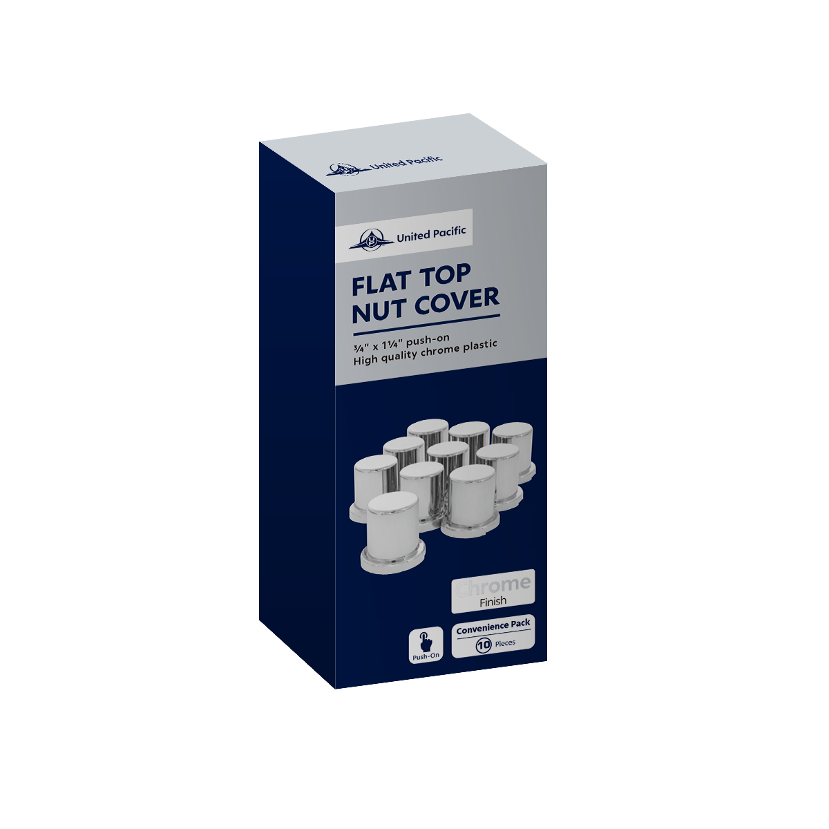 3/4" X 1-1/4" Chrome Plastic Flat Top Nut Covers - Push-On (10-Pack) - Thumbnail 4