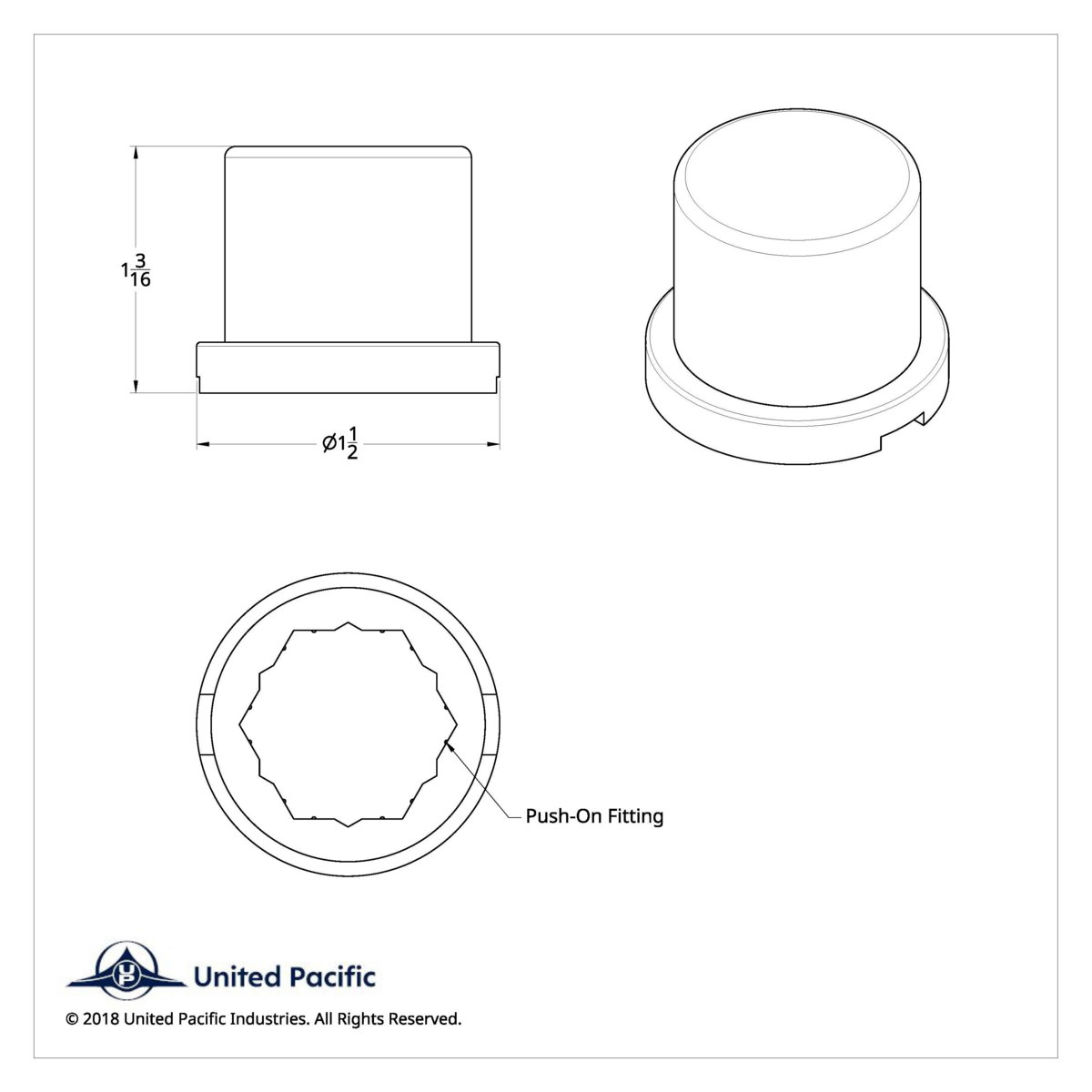 15/16" X 1-3/16" Chrome Plastic Flat Top Nut Cover - Push-On (Bulk) - Thumbnail 8