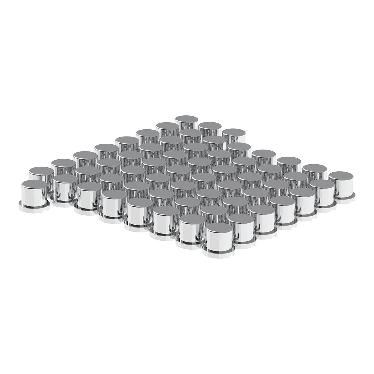 15/16" x 1-3/16" Chrome Plastic Flat Top Nut Covers - Push-On (Color Box of 60)