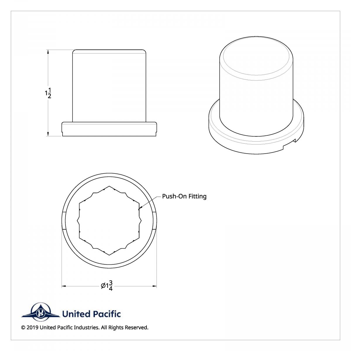 1-1/8" X 1-1/2" Chrome Plastic Flat Top Nut Cover - Push-On (Bulk) - Thumbnail 3