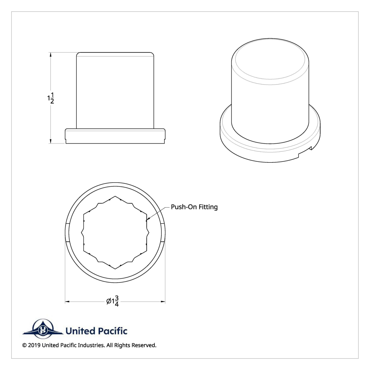 1-1/8" X 1-1/2" Chrome Plastic Flat Top Nut Cover - Push-On (Bulk) - Thumbnail 4
