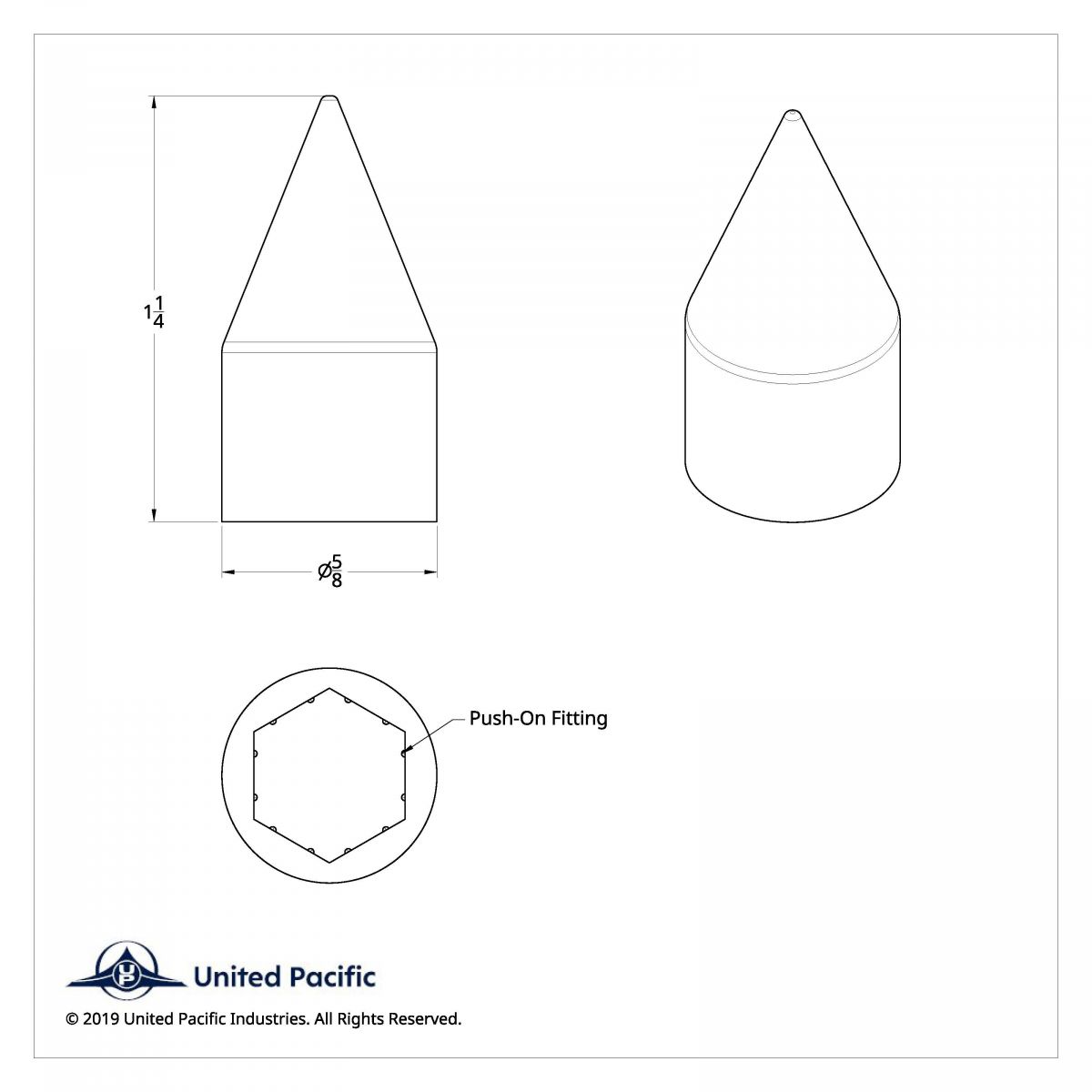 7/16" X 1-1/4" Chrome Plastic Spike Nut Cover - Push-On (Bulk) - Thumbnail 3