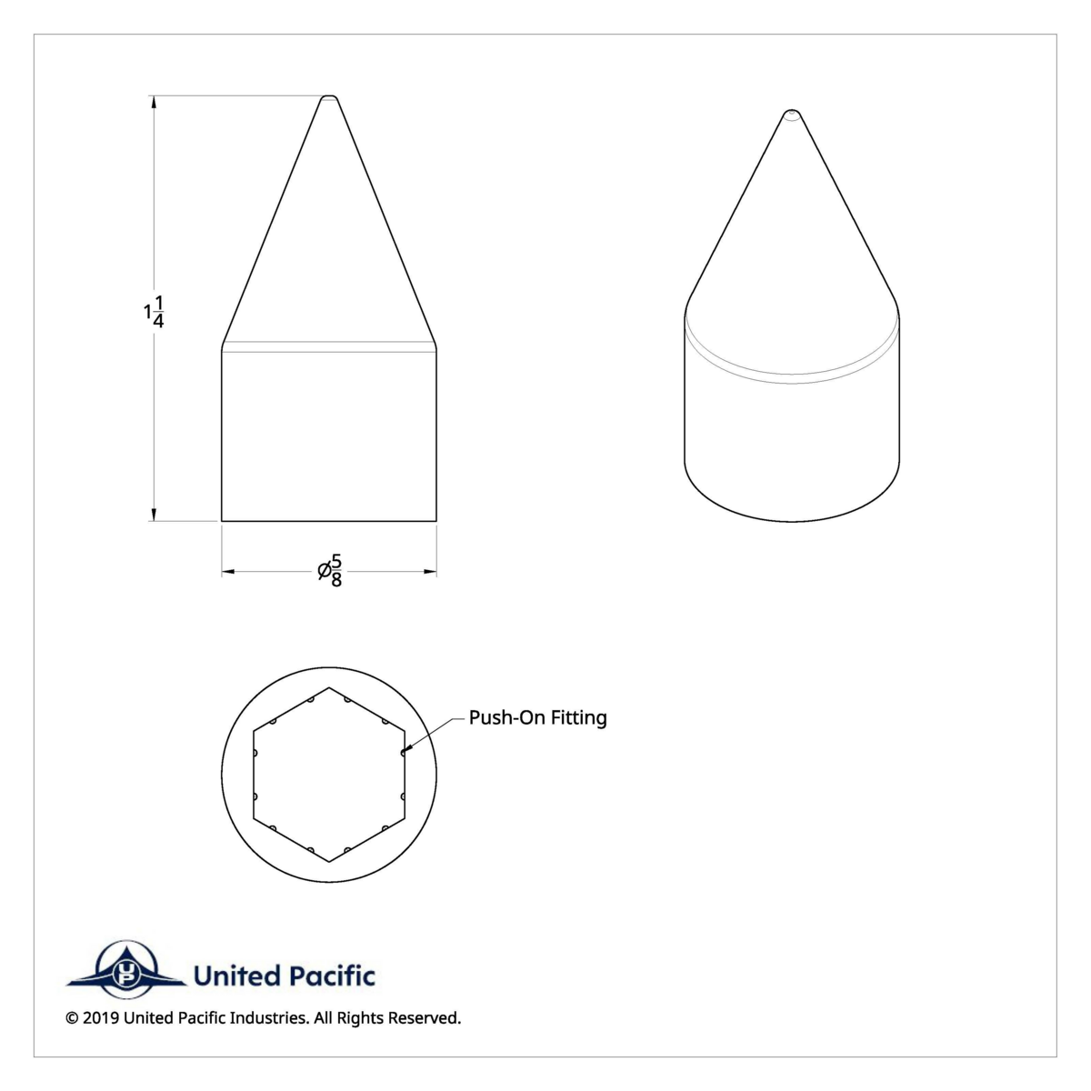 7/16" X 1-1/4" Chrome Plastic Spike Nut Cover - Push-On (Bulk) - Thumbnail 4