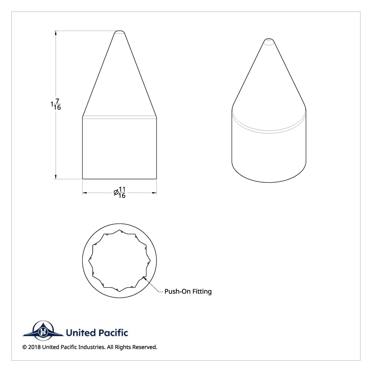 1/2" X 1-7/16" Chrome Plastic Spike Nut Cover - Push-On (Bulk) - Thumbnail 4