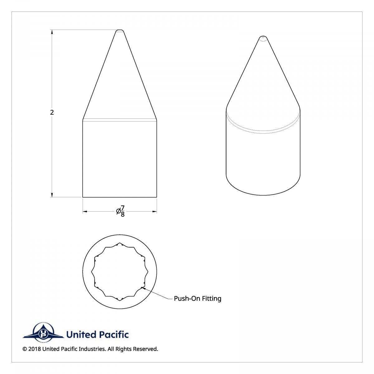 5/8" X 2" Chrome Plastic Spike Nut Cover - Push-On (Bulk) - Thumbnail 3