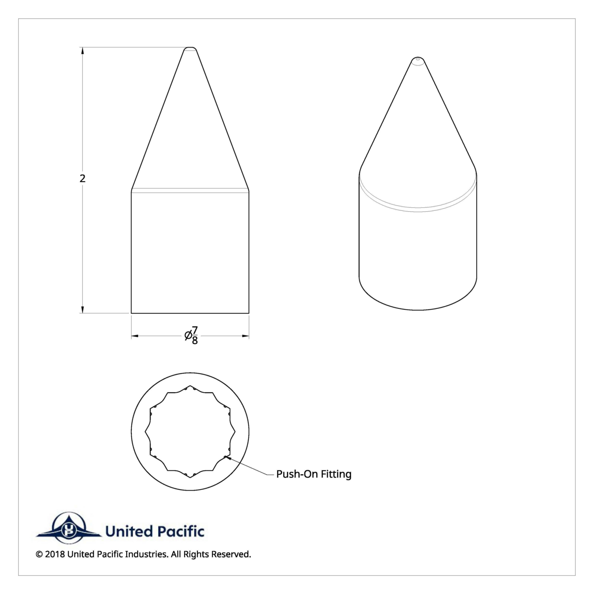 5/8" X 2" Chrome Plastic Spike Nut Cover - Push-On (Bulk) - Thumbnail 4