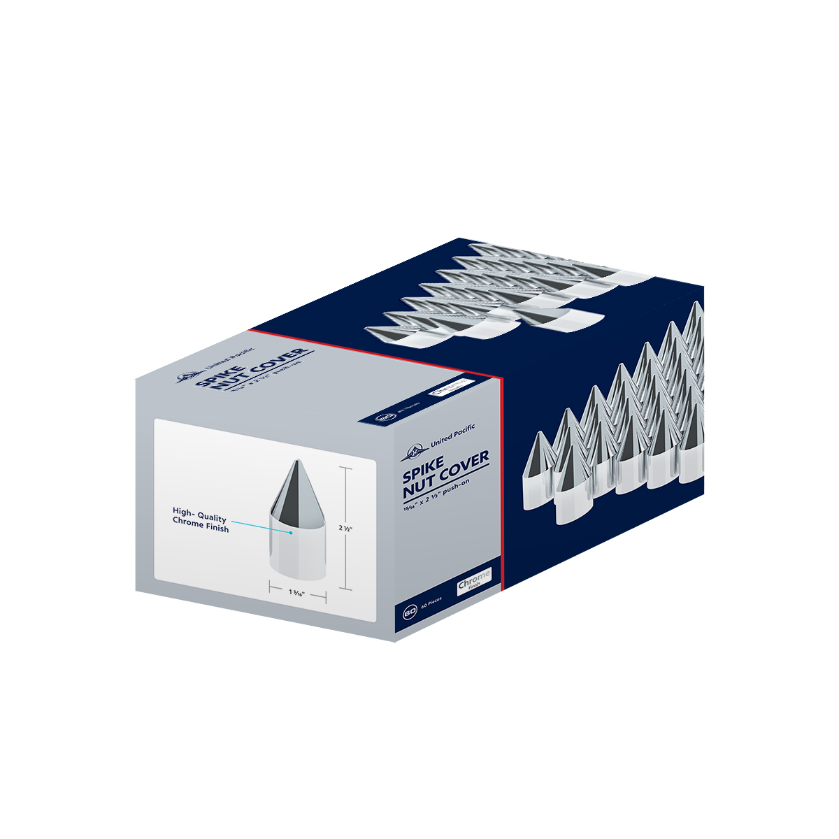 15/16" X 2.5" Chrome Plastic Spike Nut Cover - Push-On (Color Box of 60) - Thumbnail 5