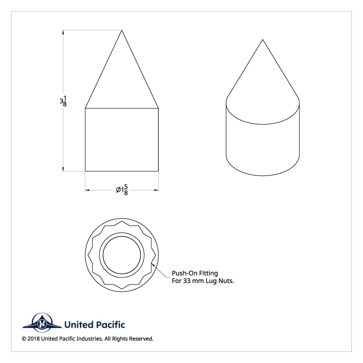 33mm X 3-1/8" Chrome Plastic Spike Nut Covers - Push-On (60-Pack) - Thumbnail 8