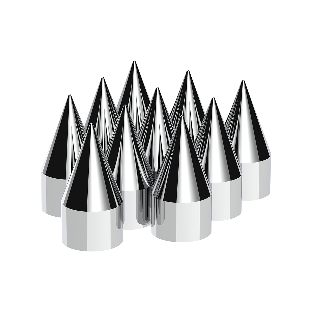 1-1/2" x 4-1/8" Chrome Plastic Spike Nut Covers - Push-On (10-Pack) - Thumbnail 8