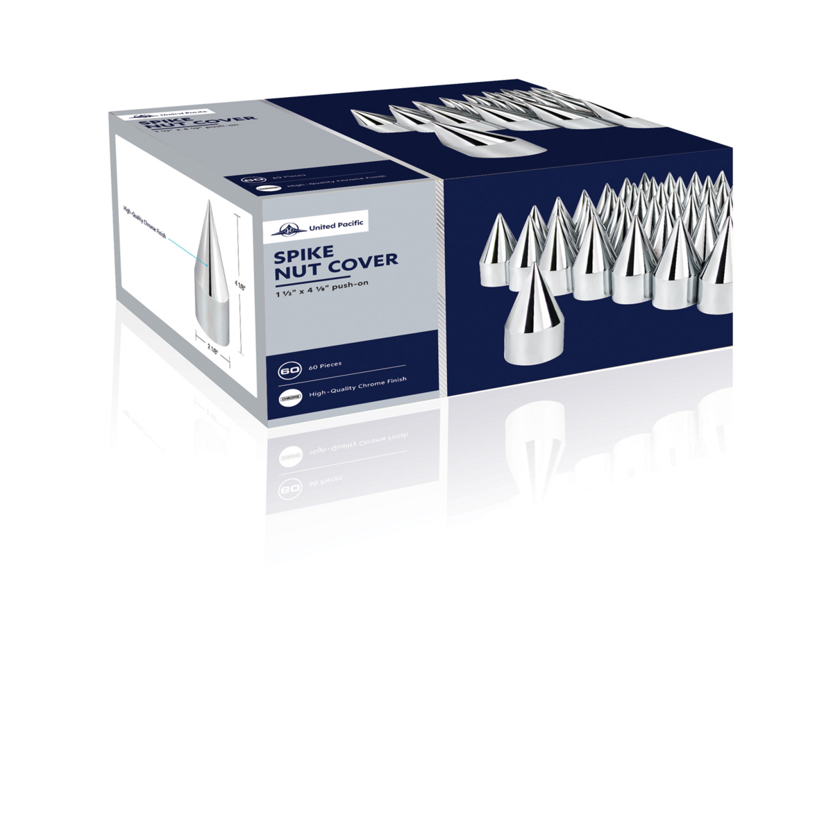 1-1/2" X 4-1/8" Chrome Plastic Spike Nut Covers - Push-On (60-Pack) - Thumbnail 8