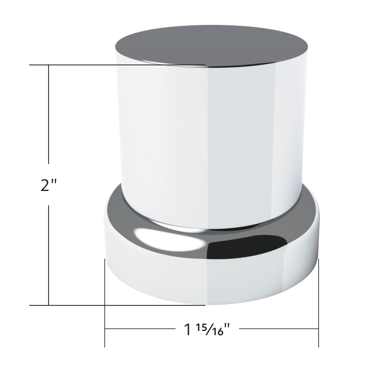 33mm X 2" Chrome Plastic Flat Top Nut Covers With Flange - Push-On (10-Pack) - Thumbnail 5