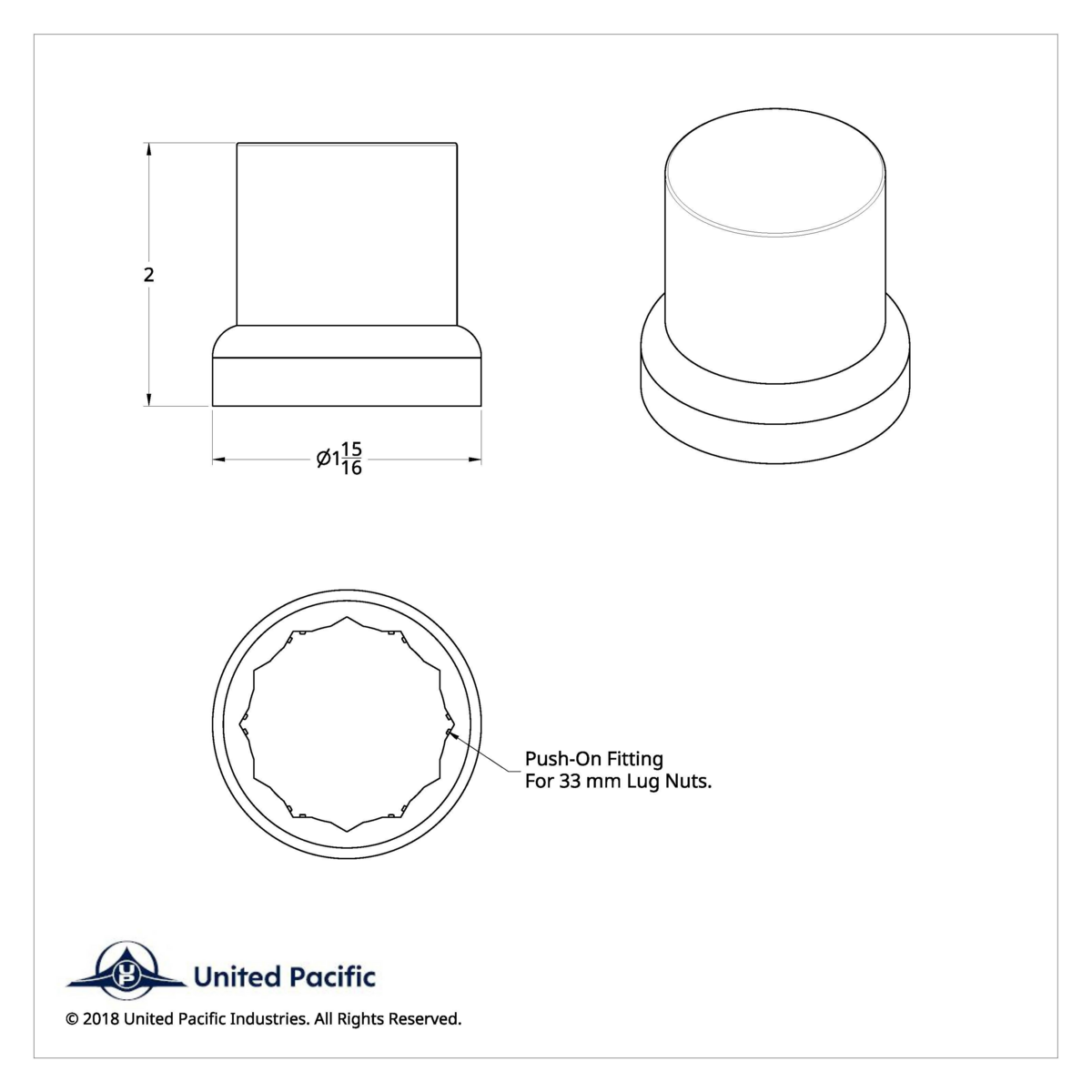 33mm X 2" Chrome Plastic Flat Top Nut Covers With Flange - Push-On (10-Pack) - Thumbnail 9