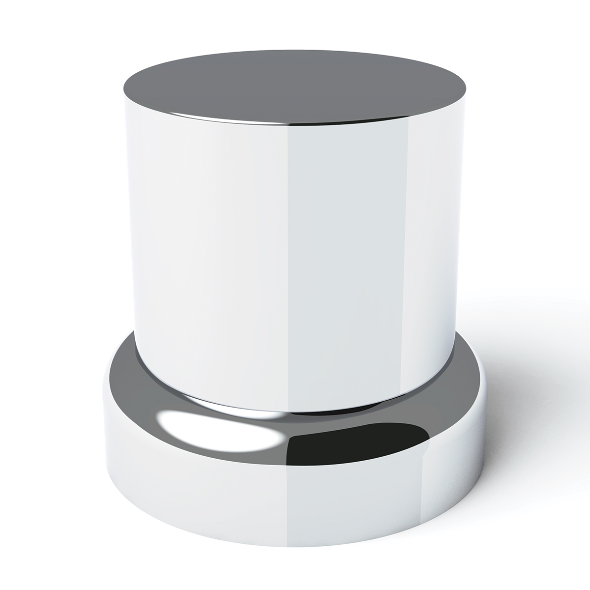 33mm X 2" Chrome Plastic Flat Top Nut Covers With Flange - Push-On (Color Box of 60) - Thumbnail 2