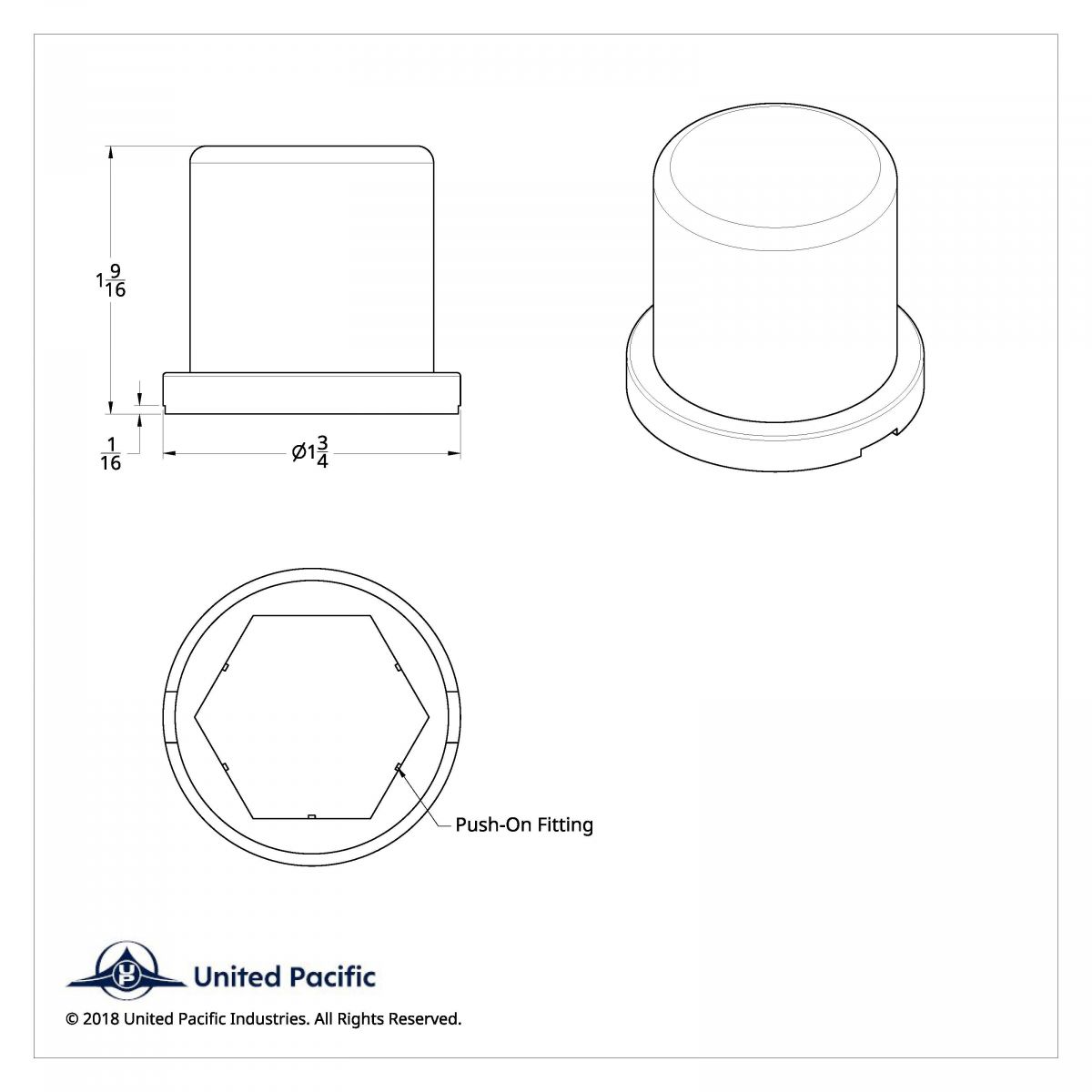 1-3/16" X 1-5/8" Chrome Plastic Flat Top Nut Cover With Flange - Push-On (Bulk) - Thumbnail 3