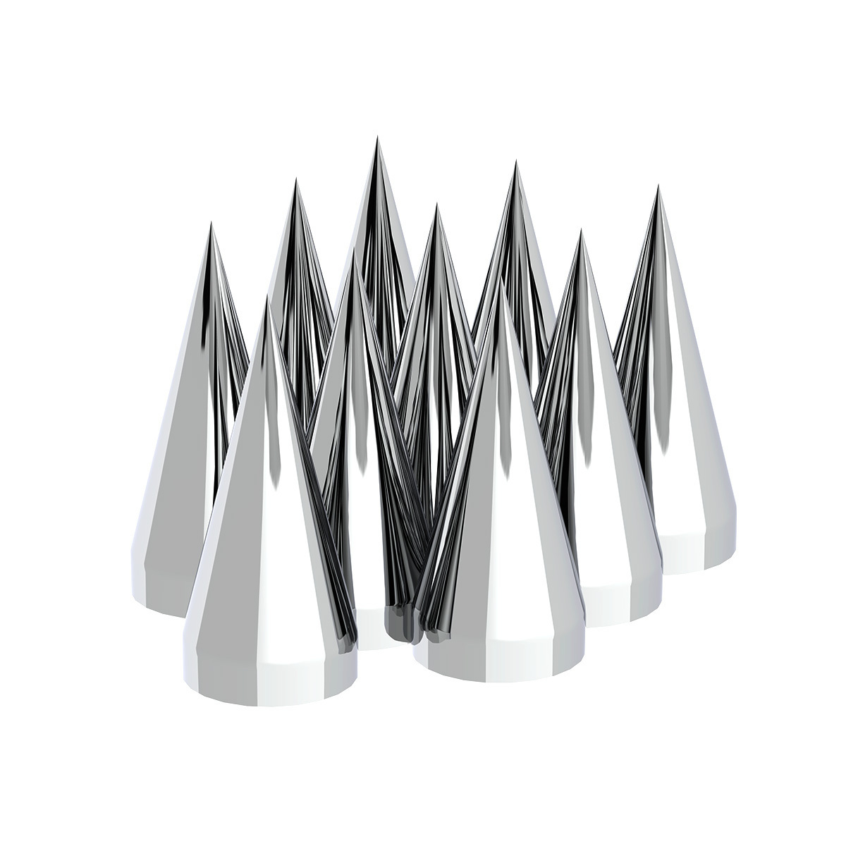 33mm x 4-1/2" Chrome Plastic X Spike Nut Covers - Thread-On (Box Of 10) - Thumbnail 7
