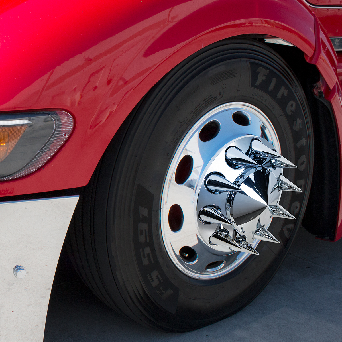 33mm x 4-1/2" Chrome Plastic X Spike Nut Covers - Thread-On (60-Pack) - Thumbnail 3