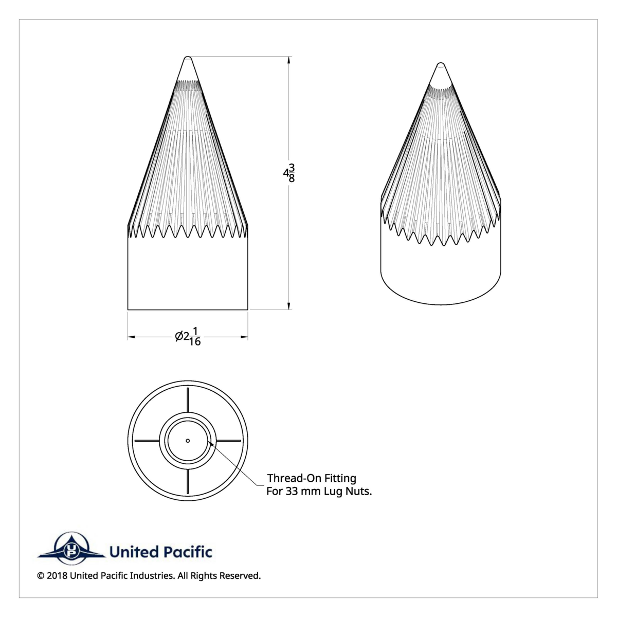 33mm x 4-3/8" Chrome Plastic Razor Nut Covers - Thread-On (60-Pack) - Thumbnail 6