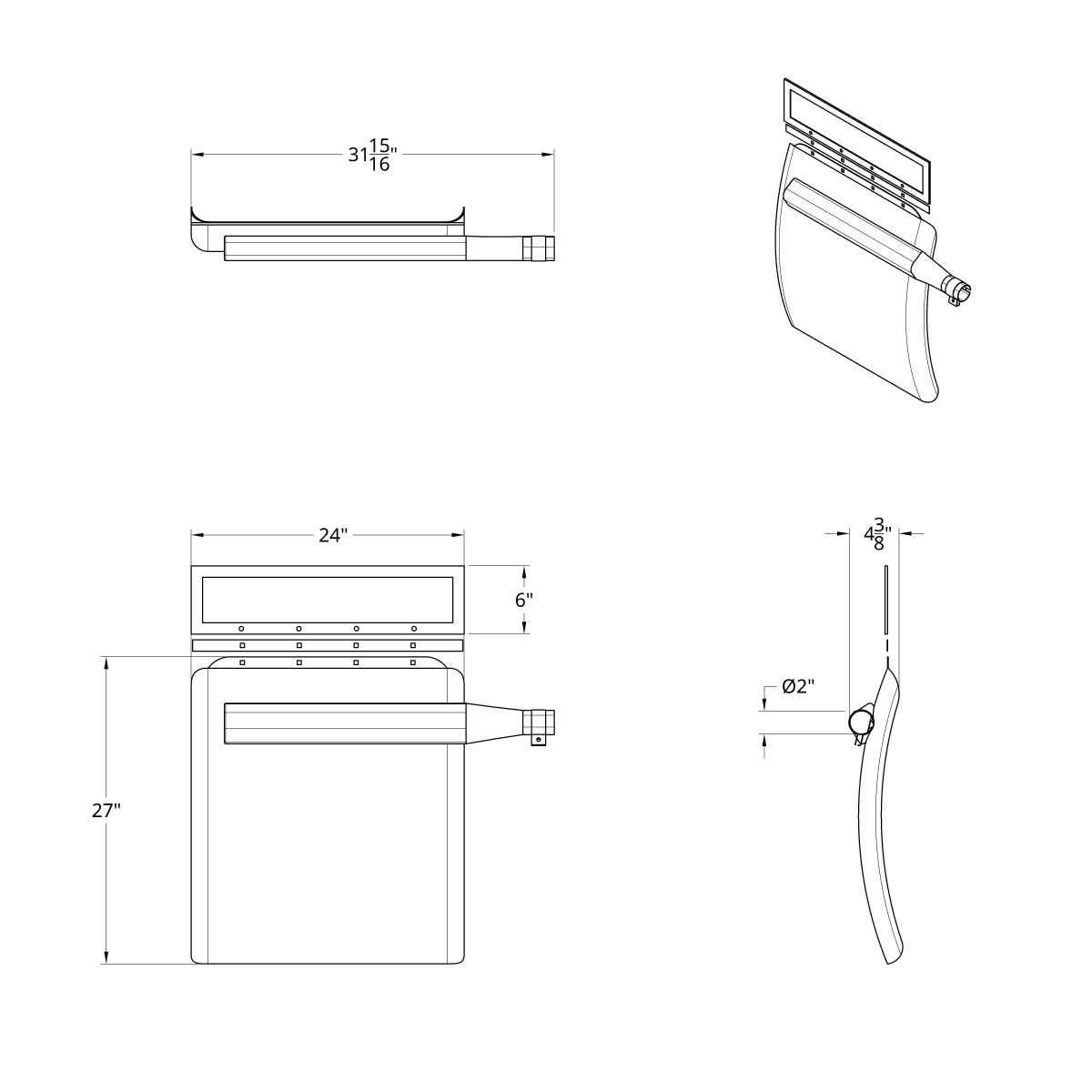 24" X 27" Stainless Quarter Fender Set - Triangle Bracket - Thumbnail 3
