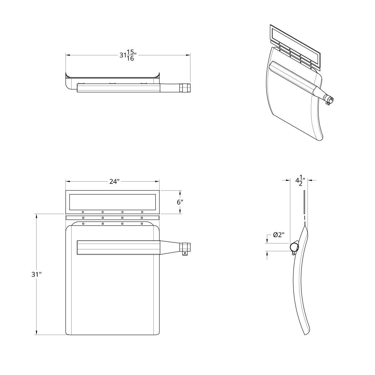 24" X 29" Stainless Quarter Fender Set - Triangle Bracket - Thumbnail 3