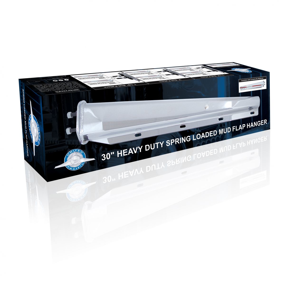 30" Black Heavy Duty Mud Flap Hangers - 1-1/8" Bolt Pattern (Pair) - Thumbnail 3