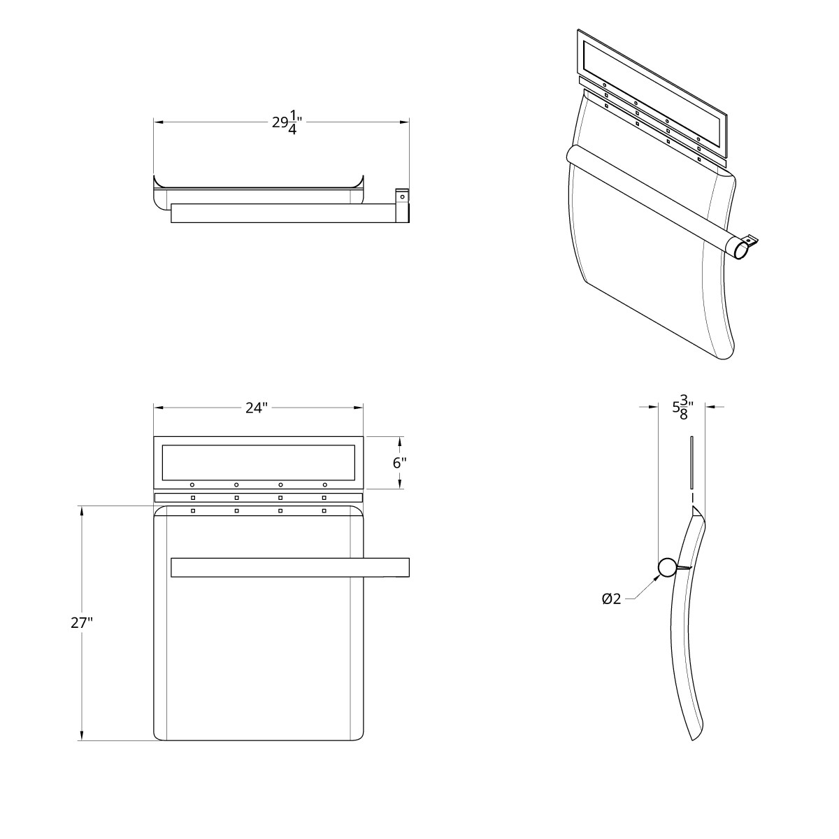 24" X 27" 430 Stainless Quarter Fender With Tube Bracket Set (Pair) - Thumbnail 9