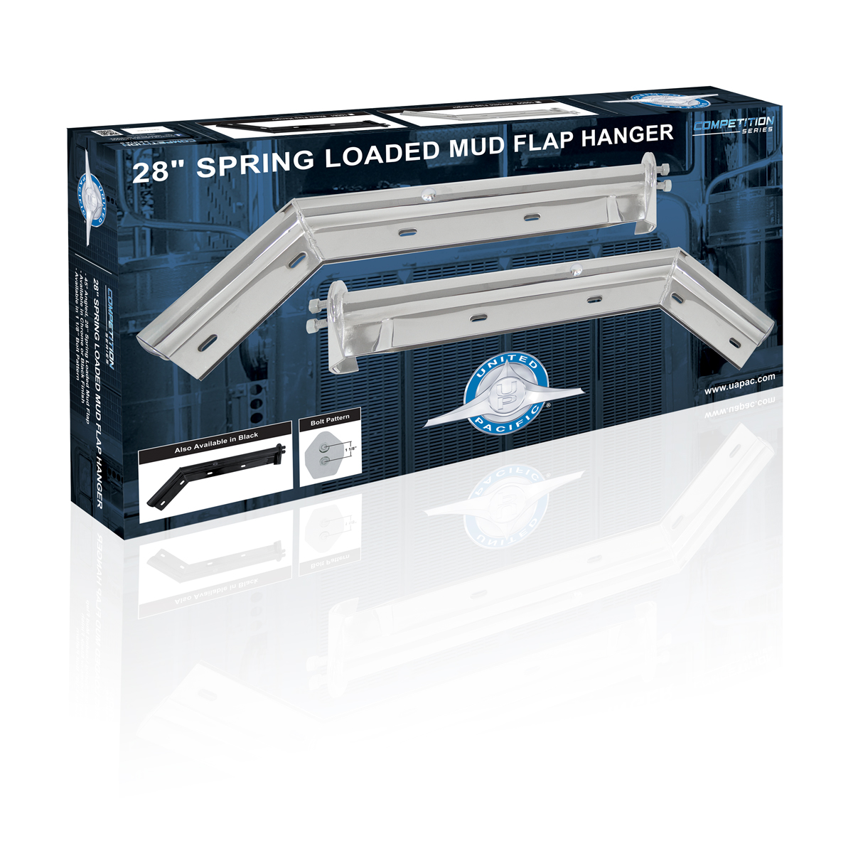 28" Chrome 45-Degree Angled Mud Flap Hangers - 1-1/8" Bolt Pattern - Competition Series (Pair) - Thumbnail 4