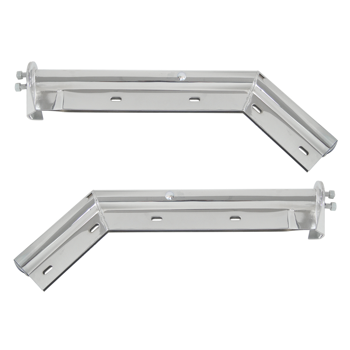 28" Chrome 45-Degree Angled Mud Flap Hangers - 1-1/8" Bolt Pattern - Competition Series (Pair) - Thumbnail 6