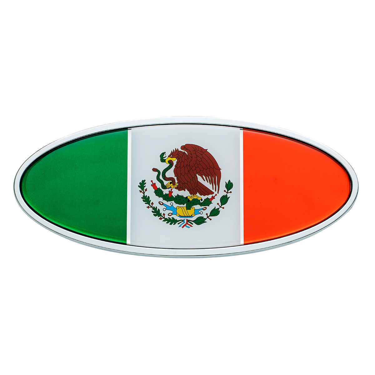 Chrome Die Cast Oval Emblem - Mexico Flag - Thumbnail 7