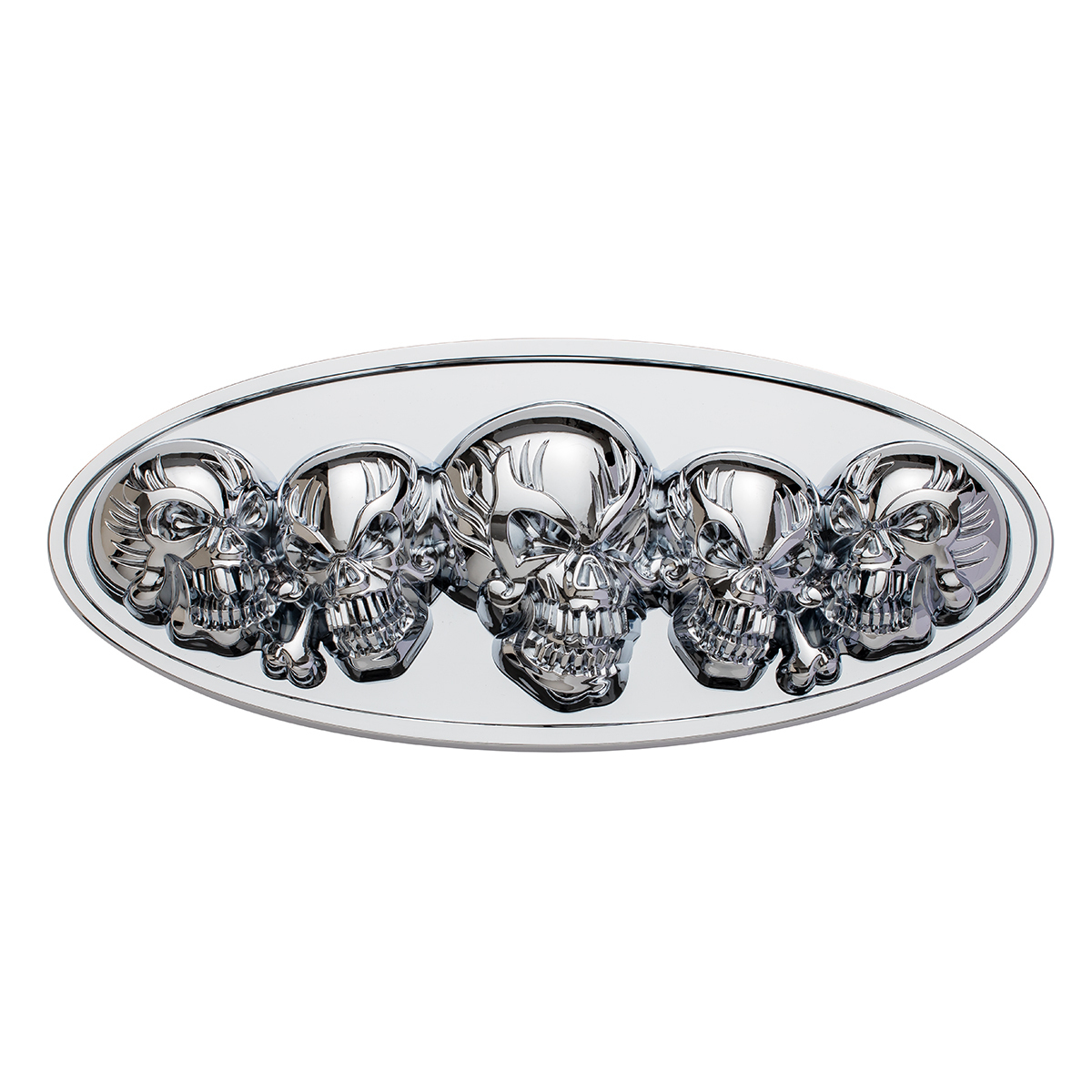 Chrome Die Cast Oval Emblem - 3D Skull - Thumbnail 8