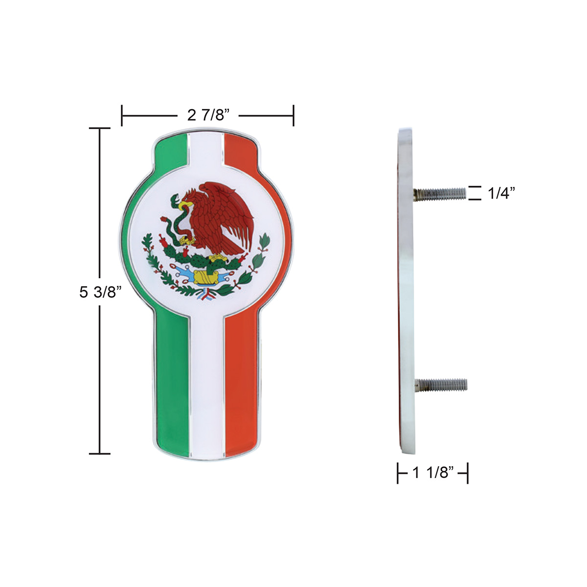 Chrome Die Cast Mexico Flag Emblem - Thumbnail 4
