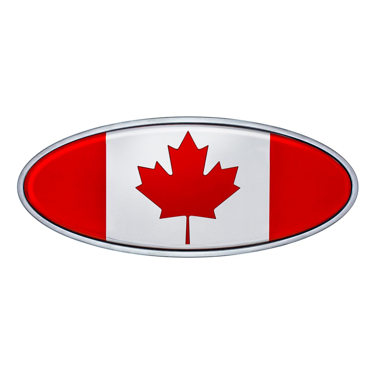Chrome Die Cast Oval Emblem- Canada Flag