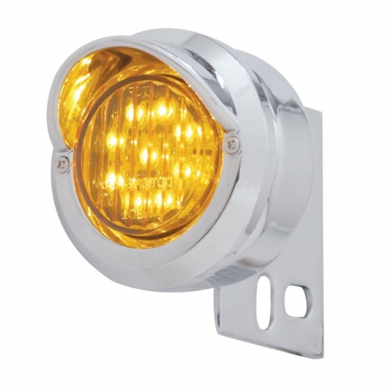 9 LED Mud Flap Hanger End Light With Visor - Amber LED/Amber Lens