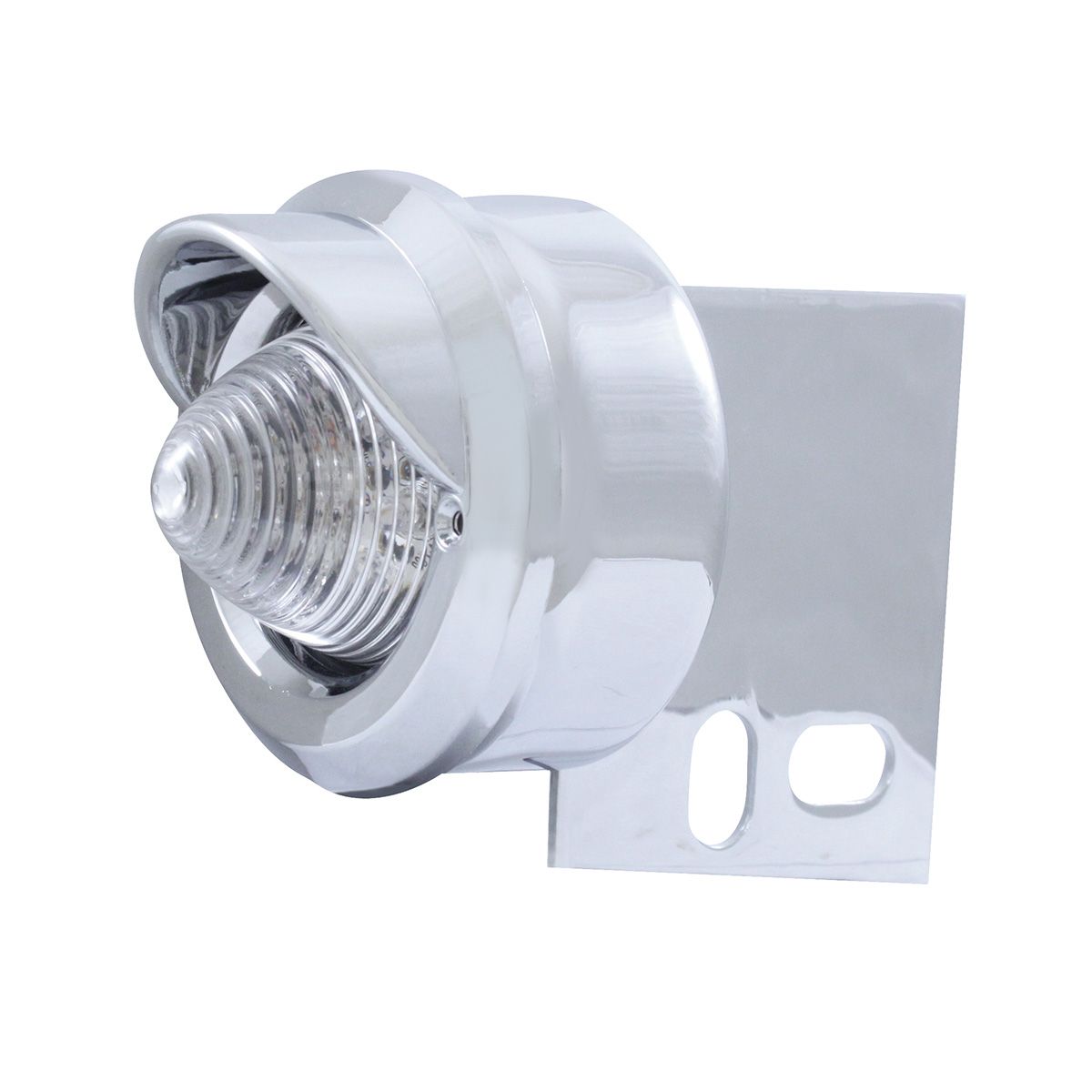 9 LED Beehive Mud Flap Hanger End Light With Visor - Amber LED/Clear Lens