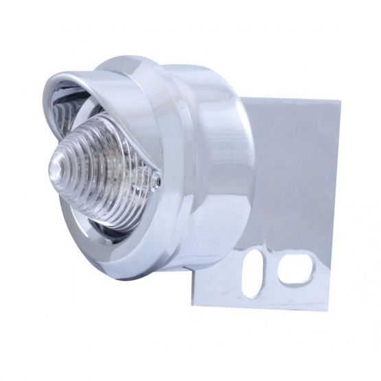 9 LED Beehive Mud Flap Hanger End Light With Visor - Red LED/Clear Lens