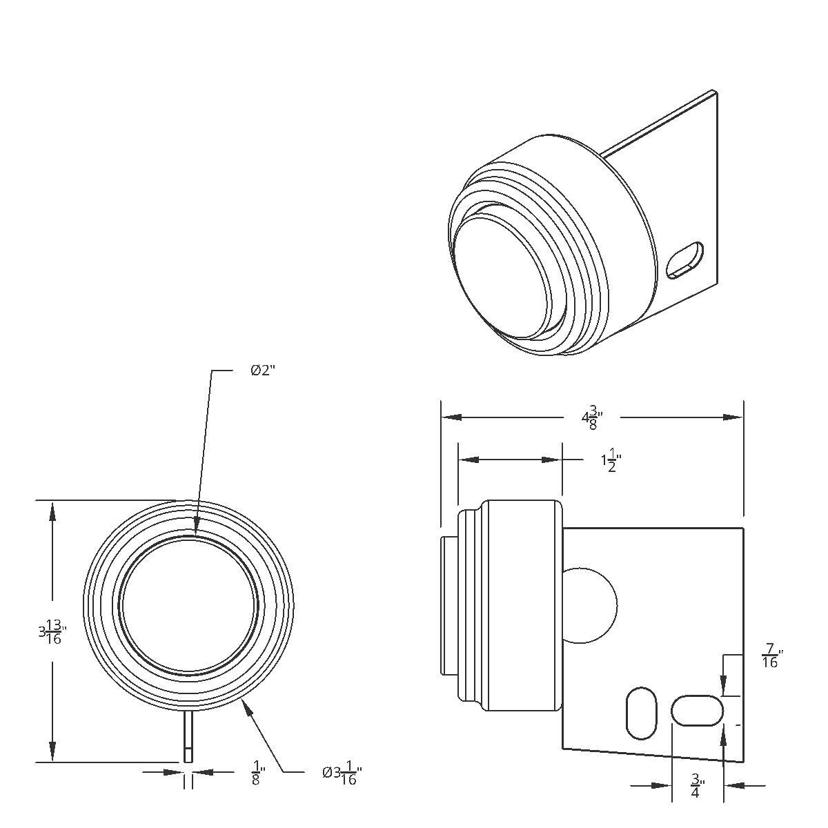 9 LED Mud Flap Hanger End Light With Grommet - Amber LED/Clear Lens - Thumbnail 2