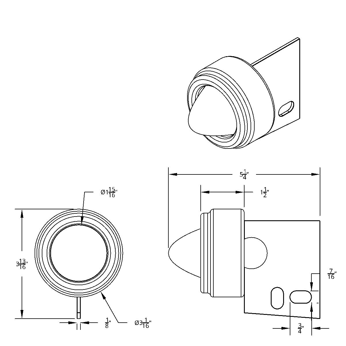 9 LED Beehive Mud Flap Hanger End Light With Grommet - Red LED/Red Lens - Thumbnail 2
