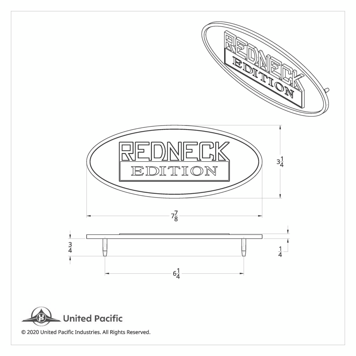 Chrome Die Cast Oval Emblem - "Redneck Edition" - Thumbnail 9