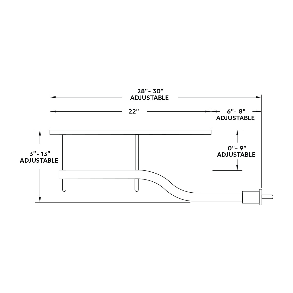 29" 430 Stainless Steel Universal Standard Duty Full Tandem Fender Mounting Arm Kit (Pair) - Thumbnail 2