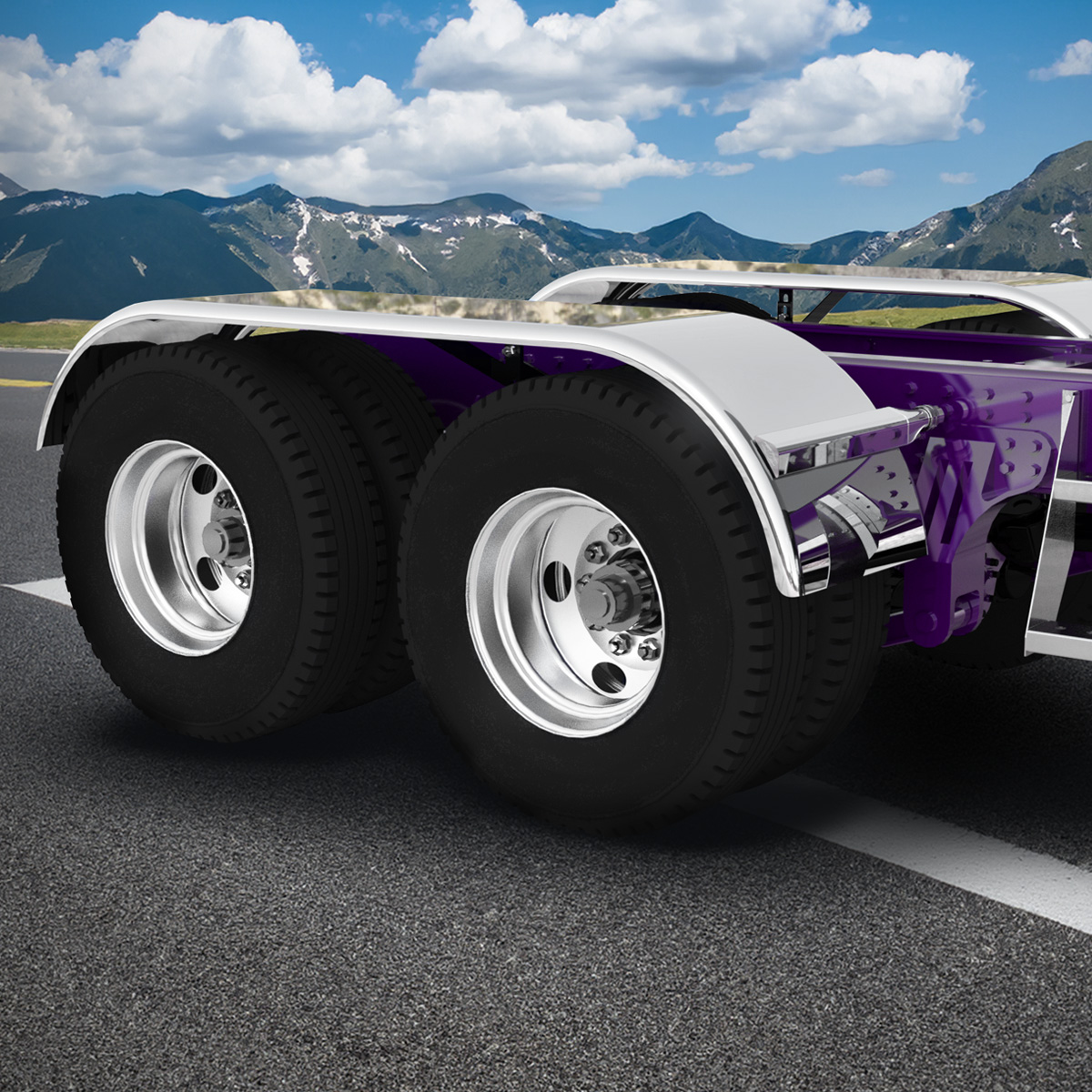 120" 430 Stainless Steel (16ga) Roll  Formed Edge Smooth Full Fender 54" Spread - SS Series (Pair) - Thumbnail 10