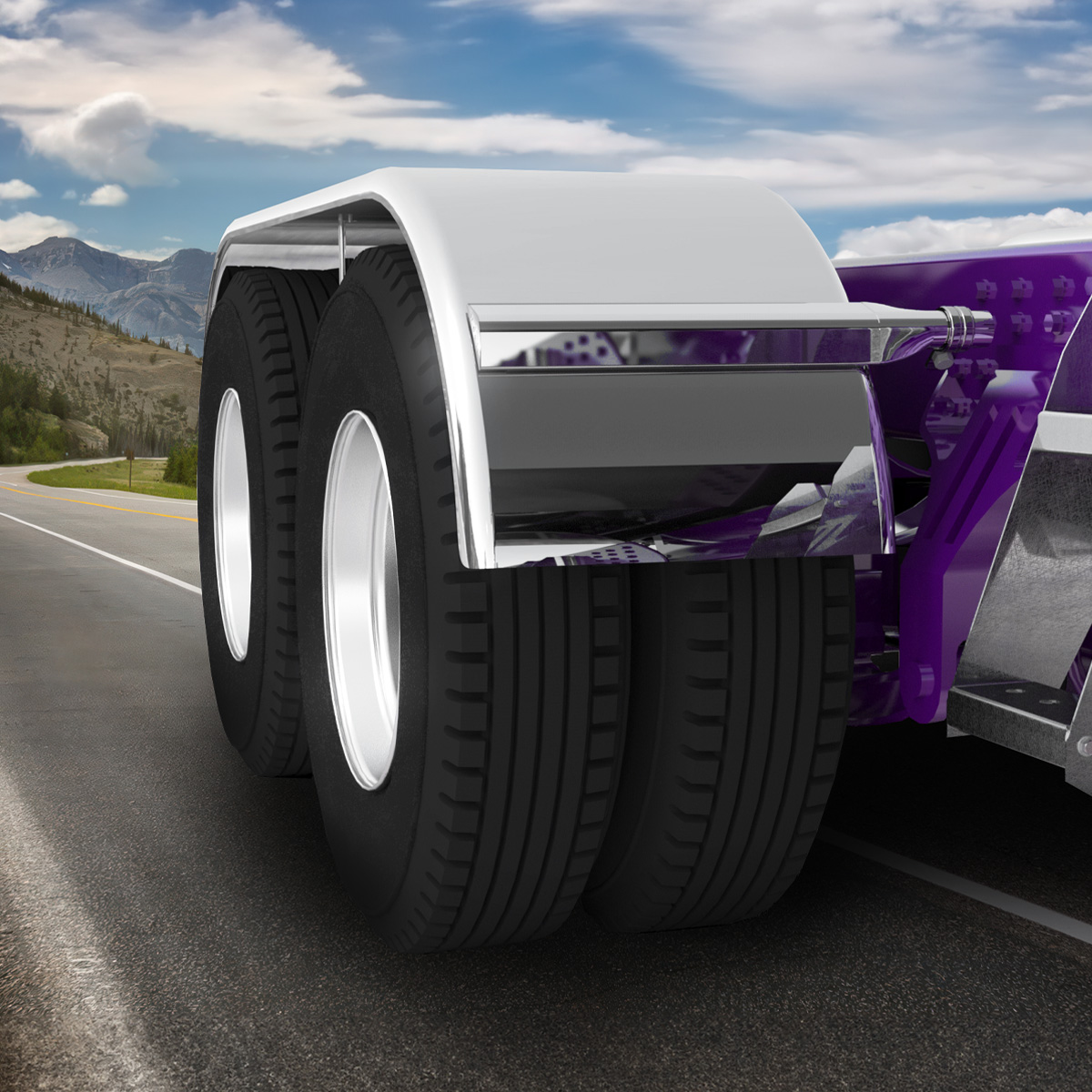 120" 430 Stainless Steel (16ga) Roll  Formed Edge Smooth Full Fender 60" Spread - SS Series (Pair) - Thumbnail 9