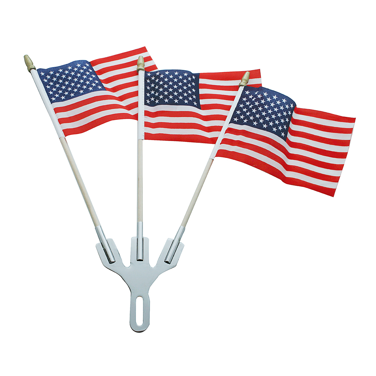 Stainless Steel Flag Holder With 3 USA Flags - Thumbnail 2